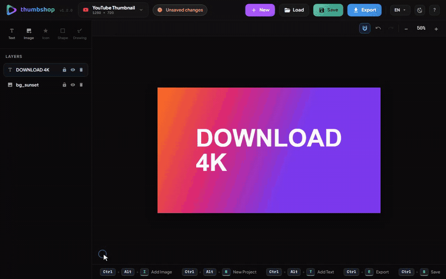 Create and export without limits